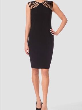 Joseph Ribkoff Black Strappy Neck Sheath Dress